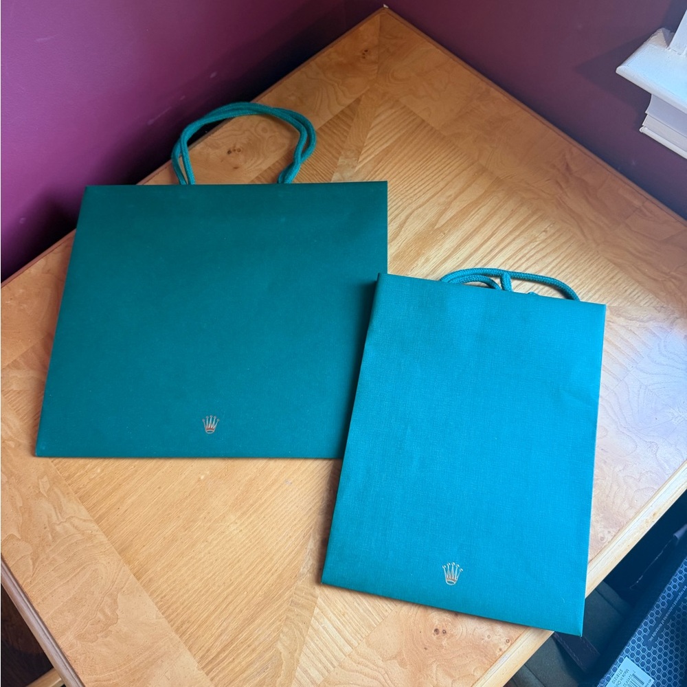 Rolex brand new green shopping bags 2 sizes